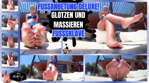 Fußanbetung Deluxe! Glotzen und massieren, Fußsklave!
